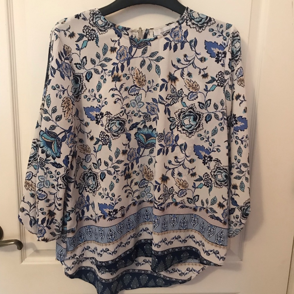 Blue and white blouse